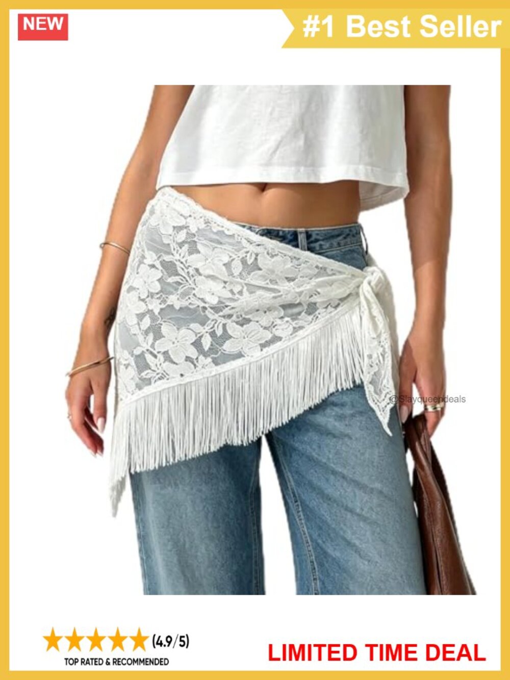 Sheer Mesh Lace Fringe Scarf Belt Women Festival Beach Wrap